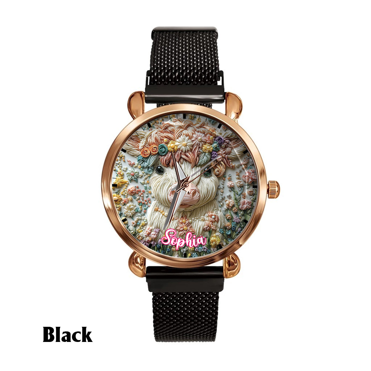 Belle vache des Highlands - Montre-bracelet personnalisée pour femme avec une vache des Highlands 