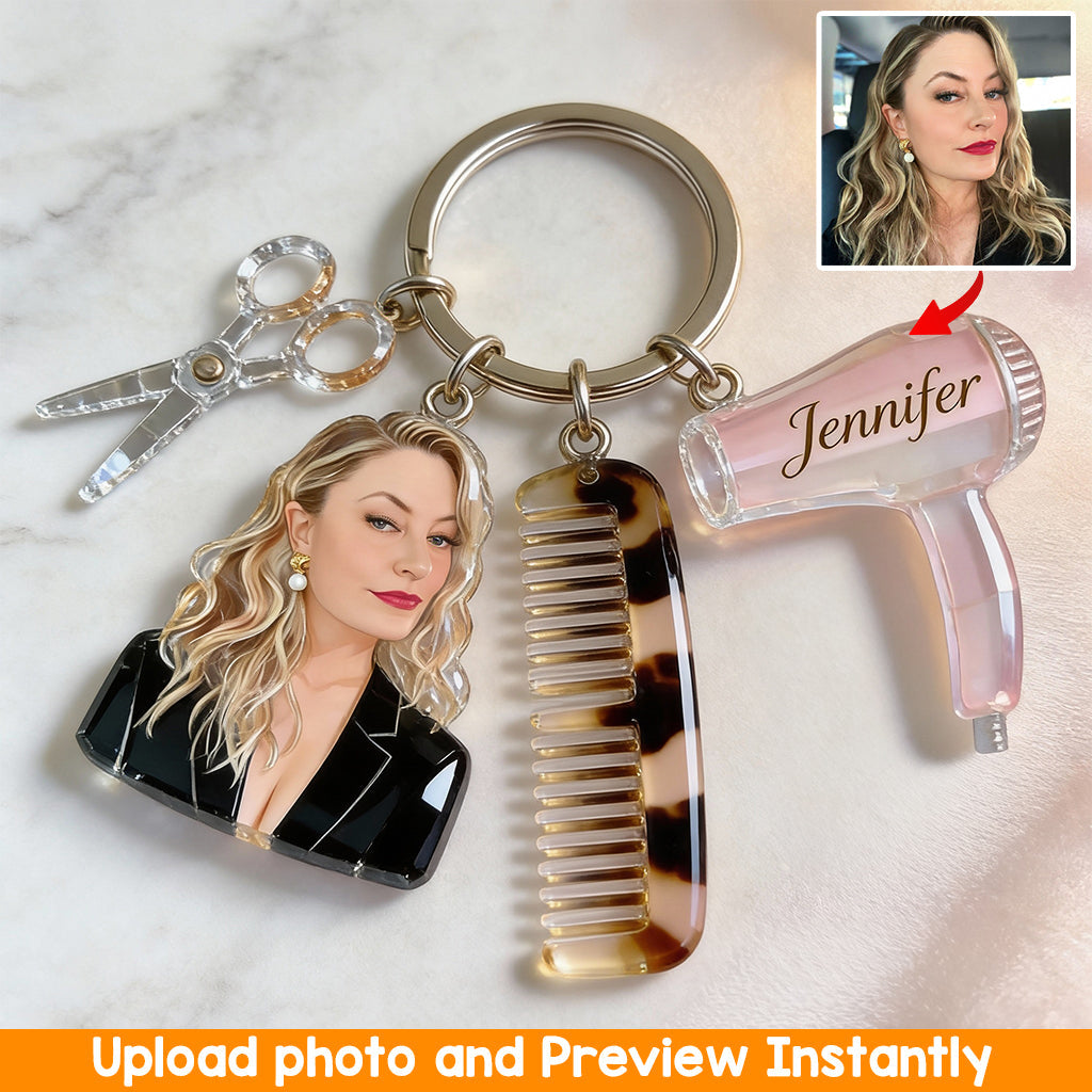 Stolze Friseurin – Personalisierter Friseur-Schlüsselanhänger mit Anhängern