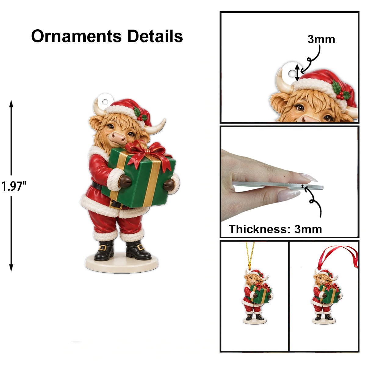 Cadeau de Noël Couple Vache des Highlands - Calendrier de l'Avent Personnalisé avec Ornements