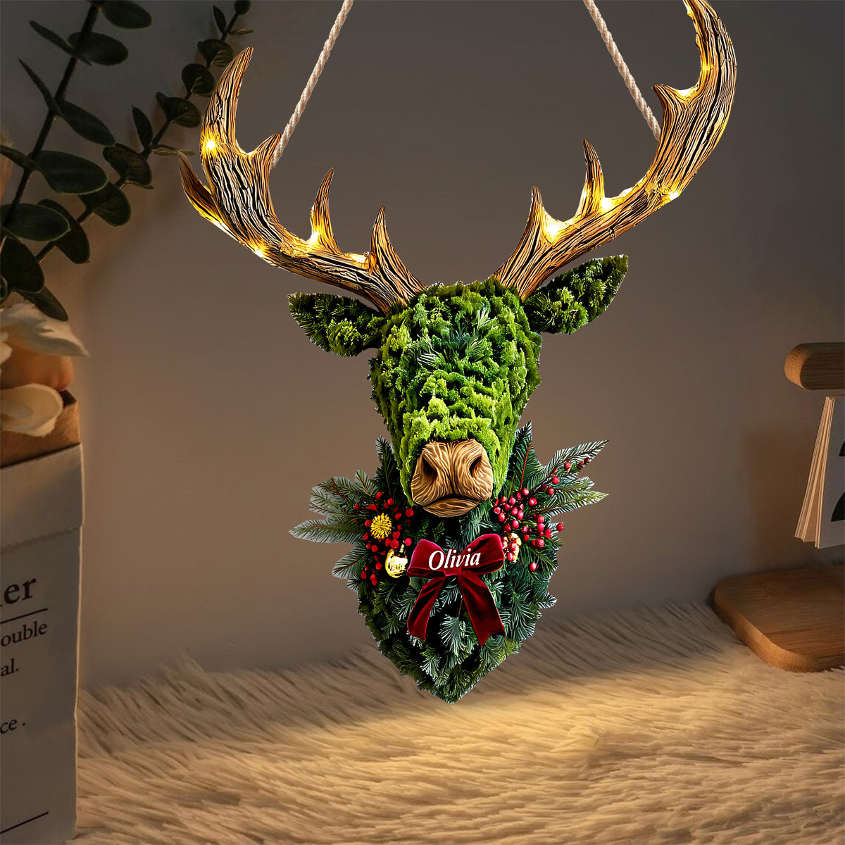 Deer Wreath - Personalized Hunting LED Light Acrylic Sign