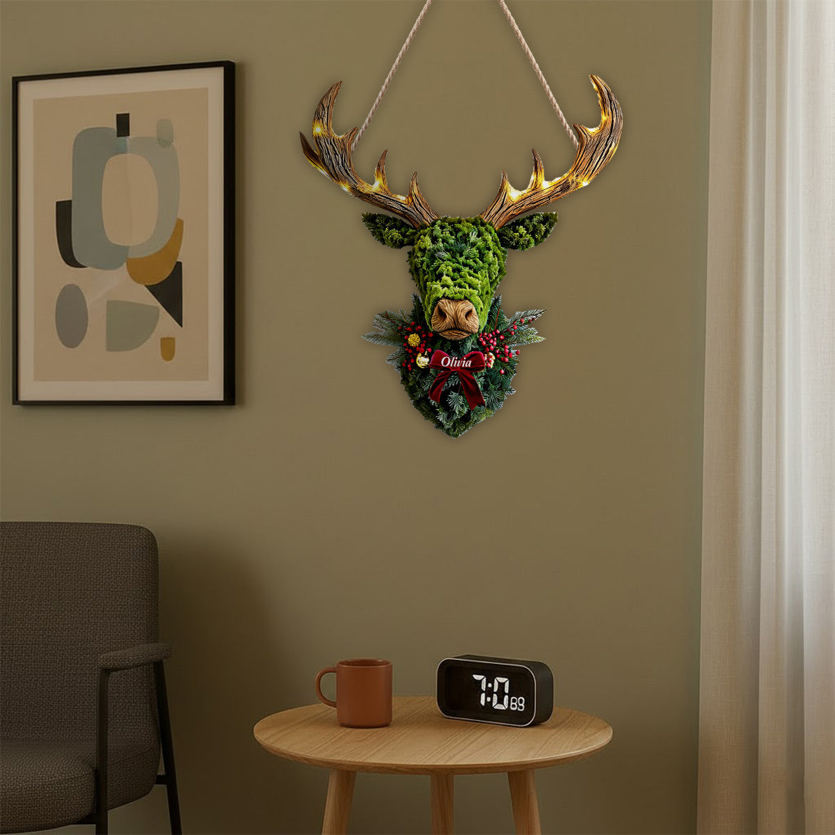 Deer Wreath - Personalized Hunting LED Light Acrylic Sign