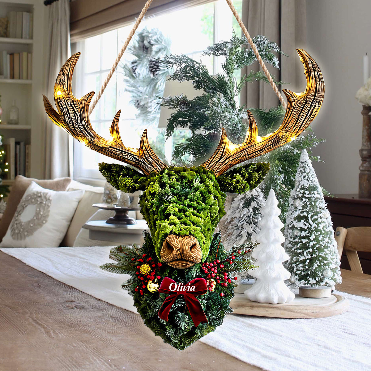 Deer Wreath - Personalized Hunting LED Light Acrylic Sign