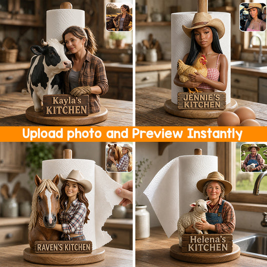 Country Kitchen - Personalized Farmer Paper Towel Stand