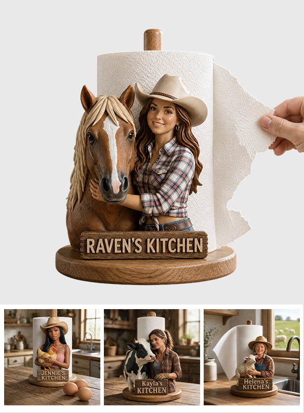 Country Kitchen - Personalized Farmer Paper Towel Stand