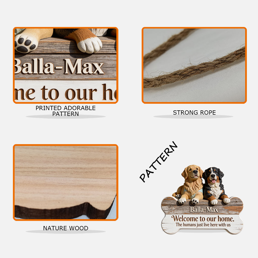 Welcome To Our Home - Personalized Dog Custom Shaped Wood Sign