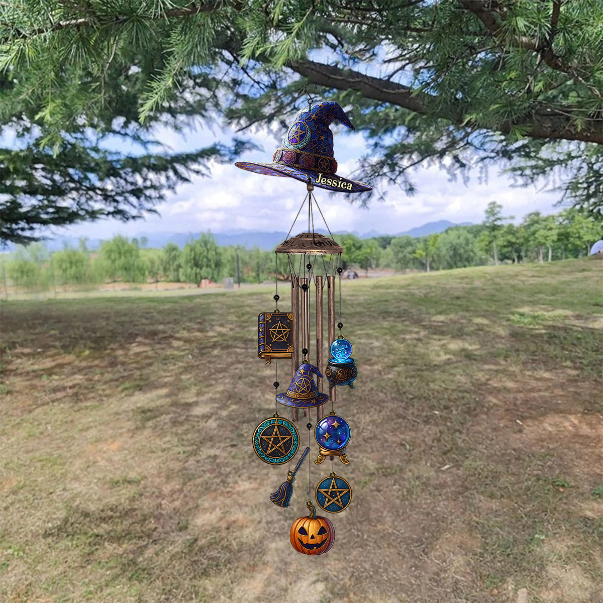 Witch Hat - Personalized Witch Wind Chime With Charms