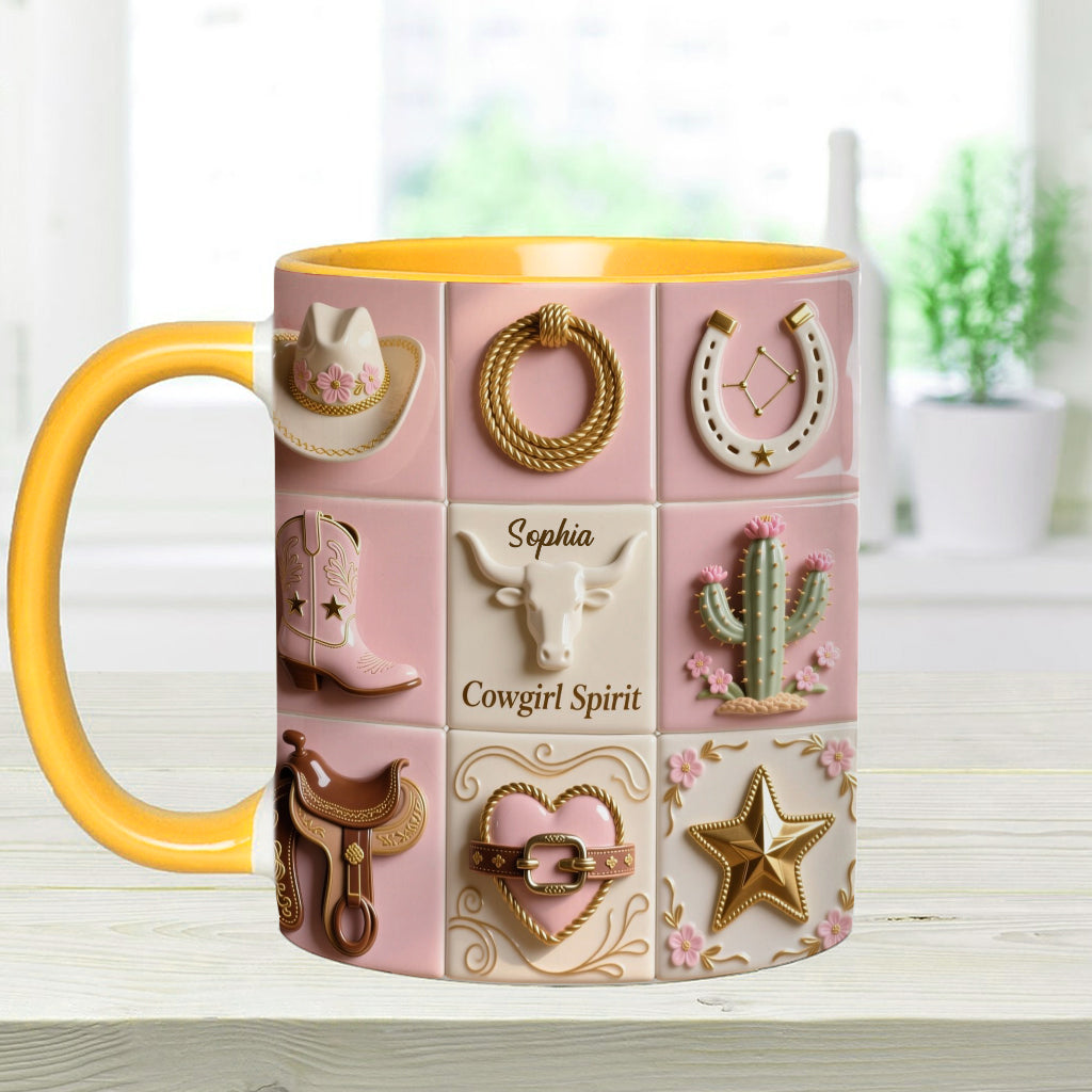 Cowgirl Spirit - Personalized Cowgirl Accent Mug