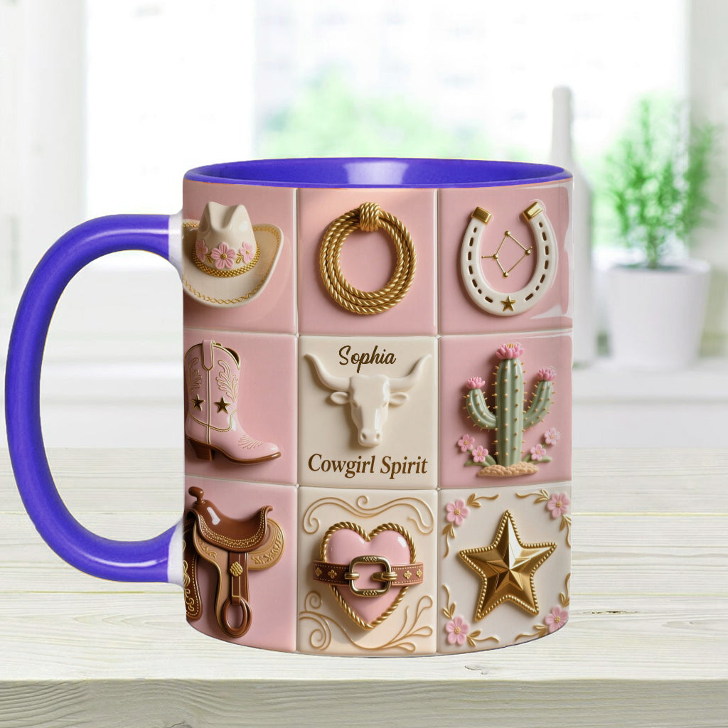 Cowgirl Spirit - Personalized Cowgirl Accent Mug