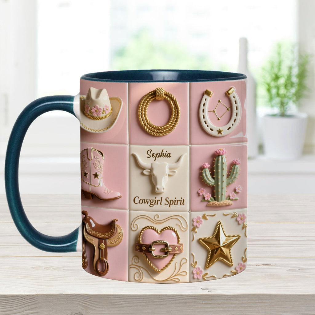 Cowgirl Spirit - Personalized Cowgirl Accent Mug