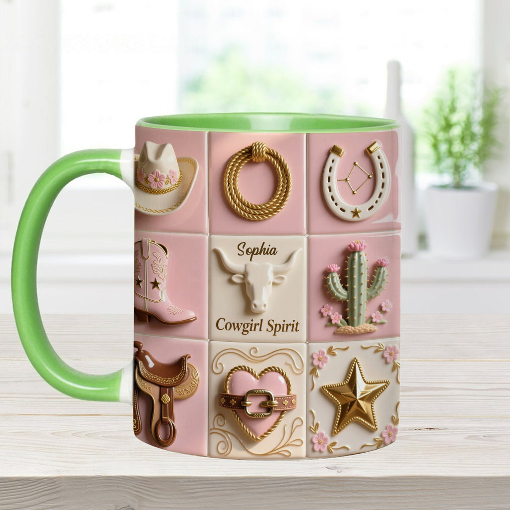 Cowgirl Spirit - Personalized Cowgirl Accent Mug
