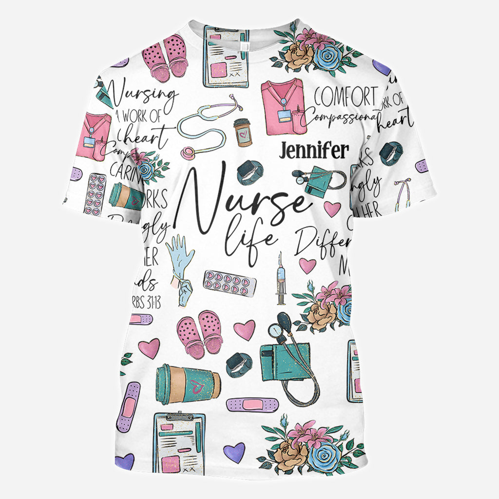 Nursing Is A Work Of Heart - Personalized Nurse All Over Shirt