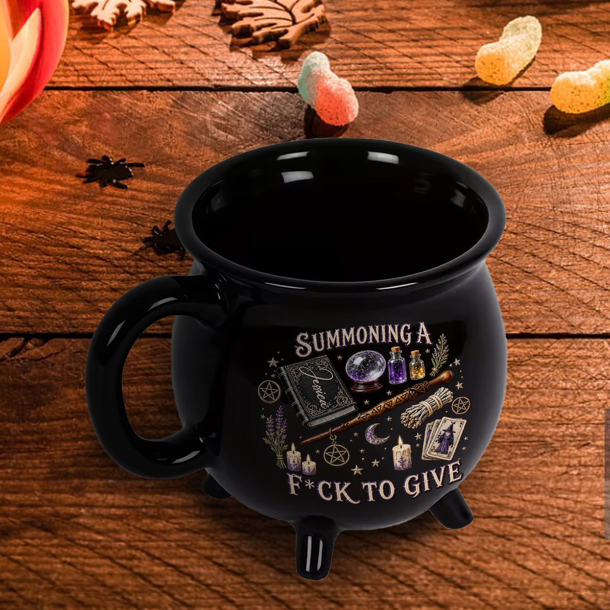 Summoning A Fck To Give - Personalized Witch Cauldron Mug