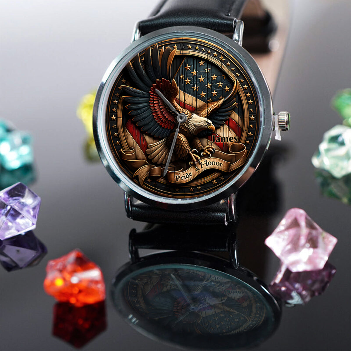 Fierté et honneur - Montre-bracelet personnalisée Aigle à tête blanche