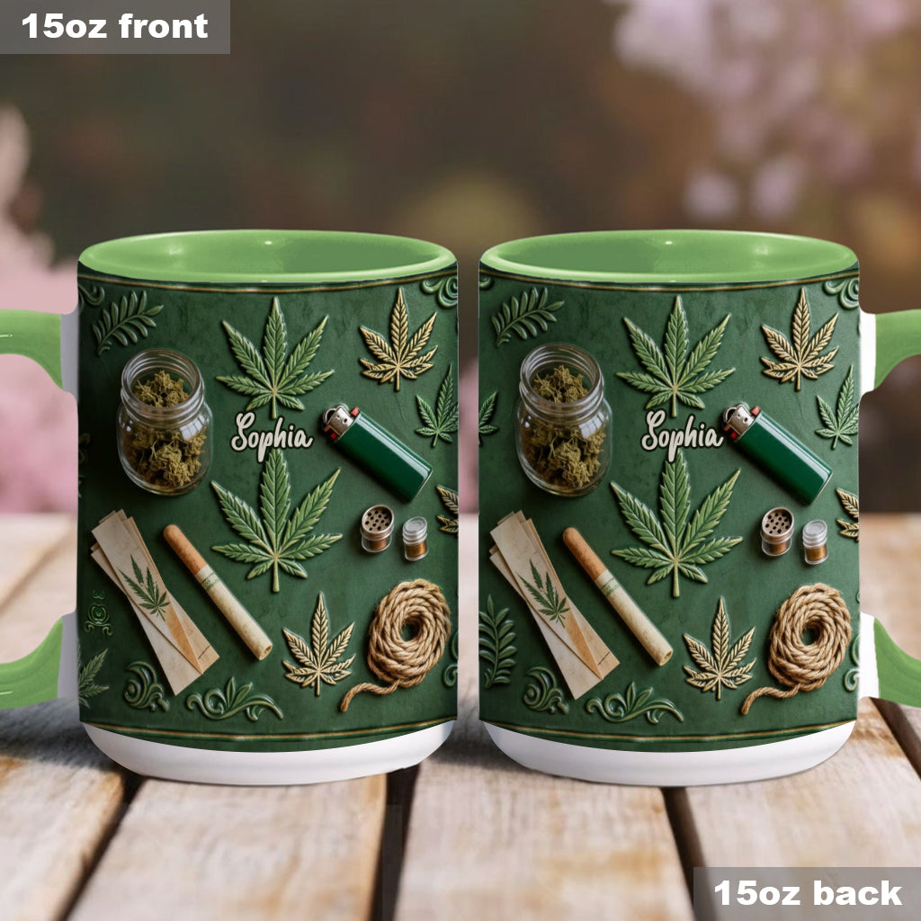 Green Magic Leaf - Personalized Weed Accent Mug