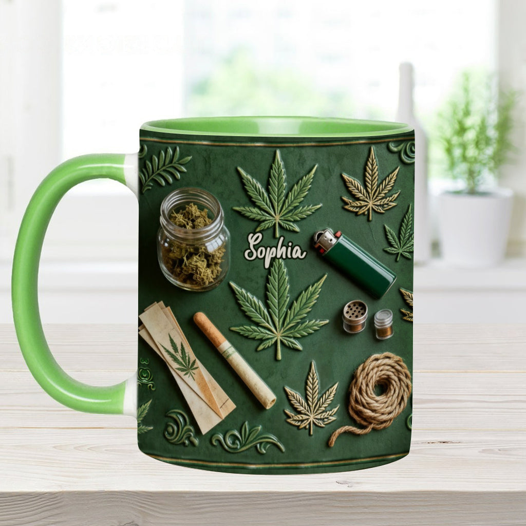 Green Magic Leaf - Personalized Weed Accent Mug