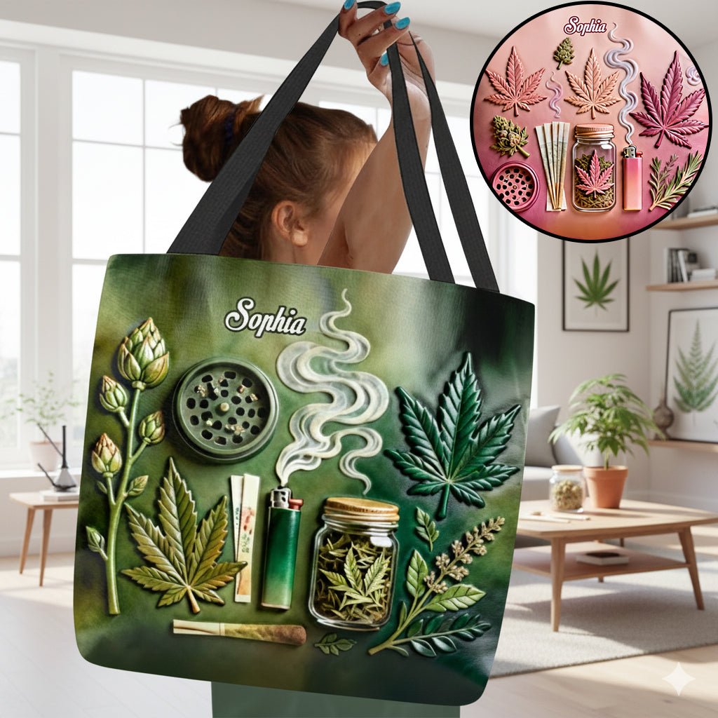 Sac fourre-tout personnalisé Green Magic Leaf pour cannabis