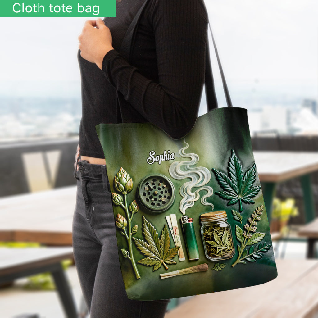 Sac fourre-tout personnalisé Green Magic Leaf pour cannabis