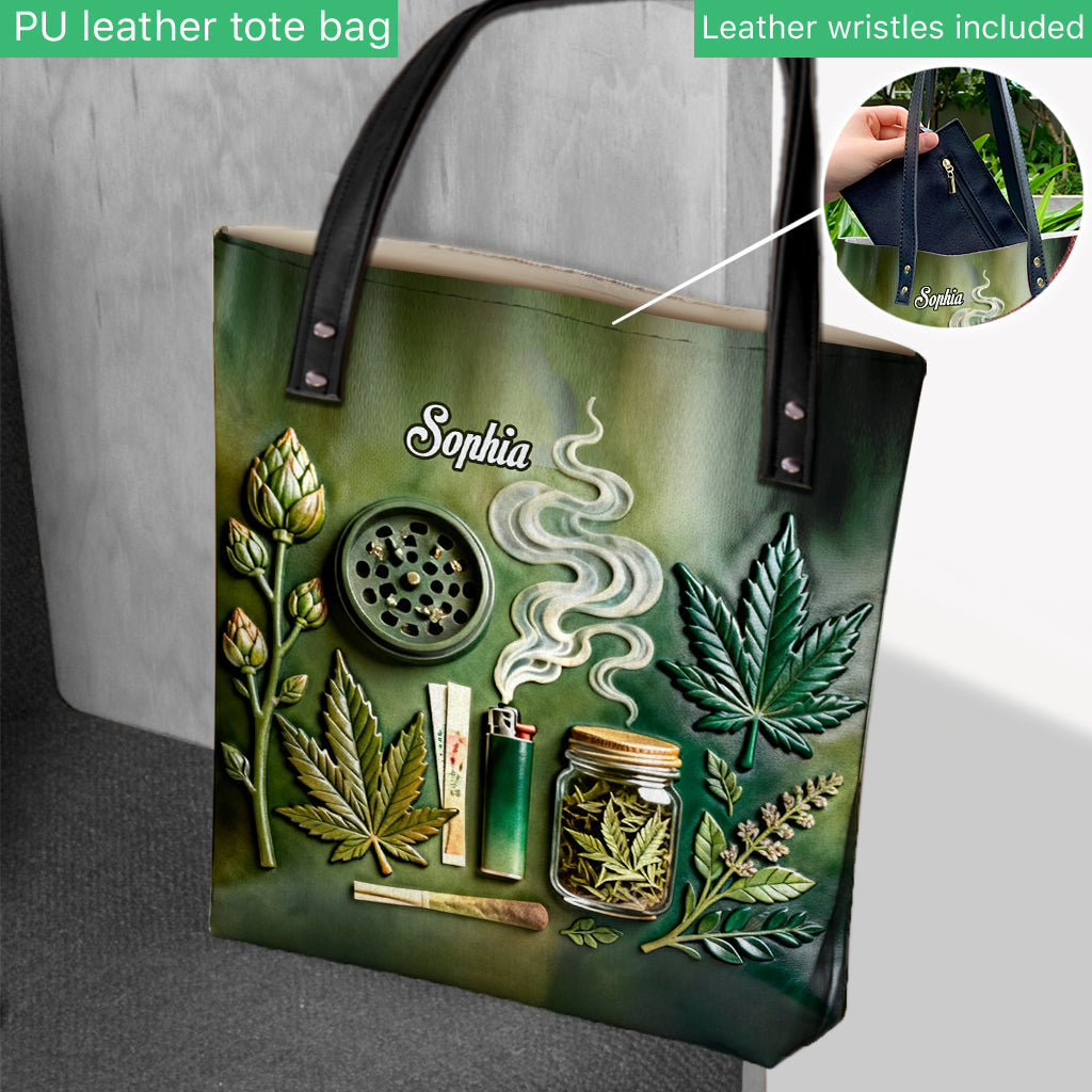 Sac fourre-tout personnalisé Green Magic Leaf pour cannabis