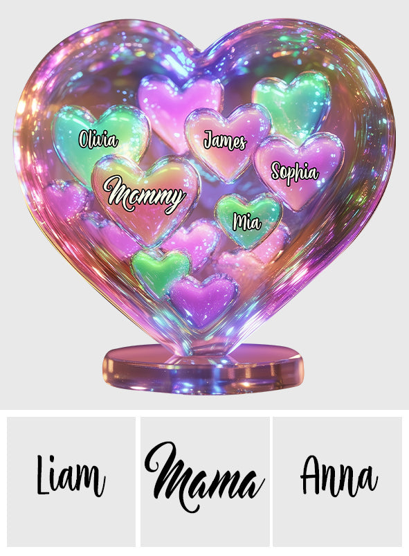 Mom Hearts In Heart - Personalized Mother Custom Shaped Acrylic Plaque