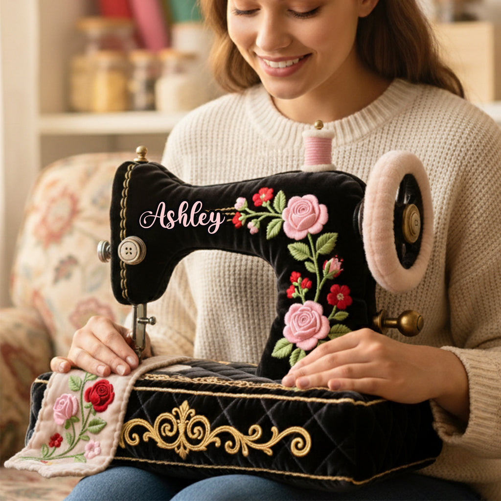 Perfect Gift For Sewing Lovers - Personalized Sewing Faux Fur Shaped Pillow