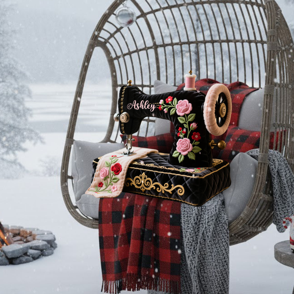 Perfect Gift For Sewing Lovers - Personalized Sewing Faux Fur Shaped Pillow