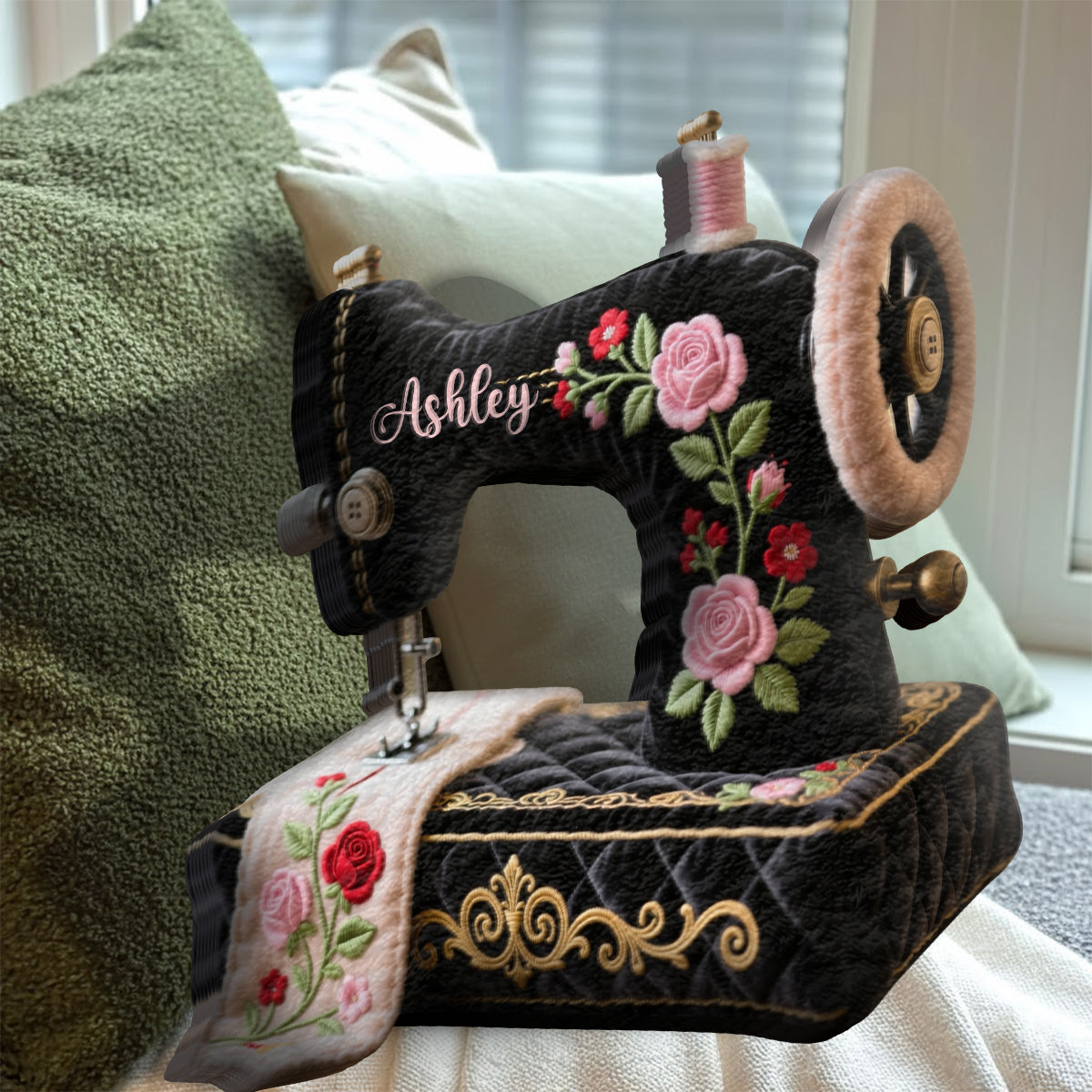 Perfect Gift For Sewing Lovers - Personalized Sewing Faux Fur Shaped Pillow