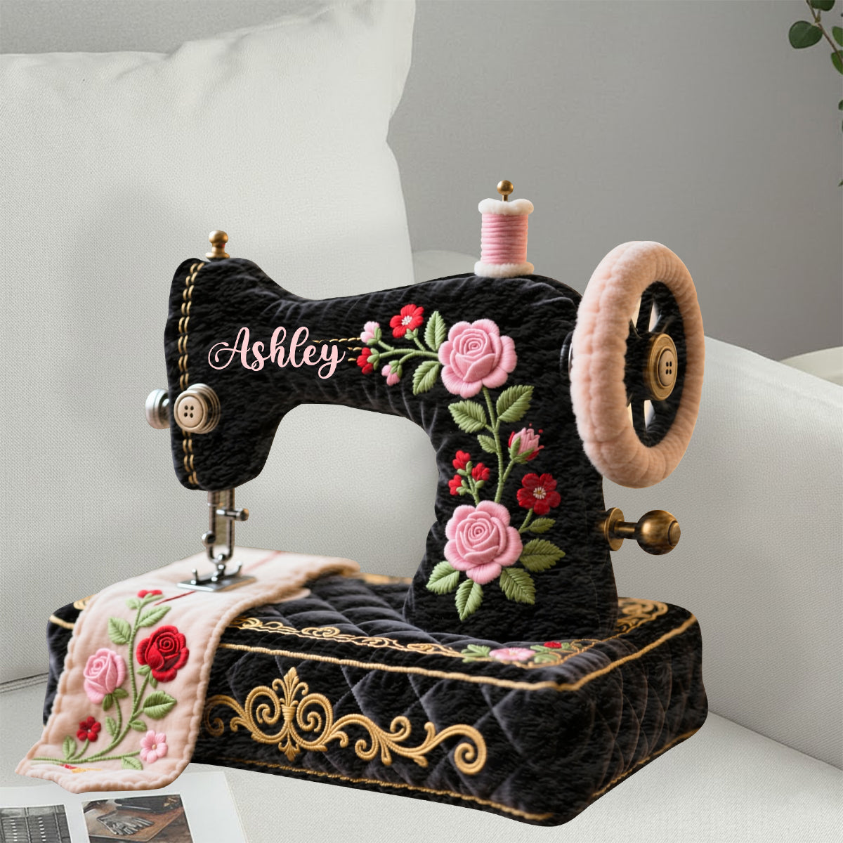 Perfect Gift For Sewing Lovers - Personalized Sewing Faux Fur Shaped Pillow