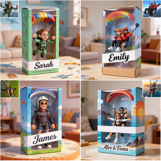 Individuelles Foto – Liebesfallschirm – Personalisierte Fallschirm-/Gleitschirm-Acrylplakette in individueller Form