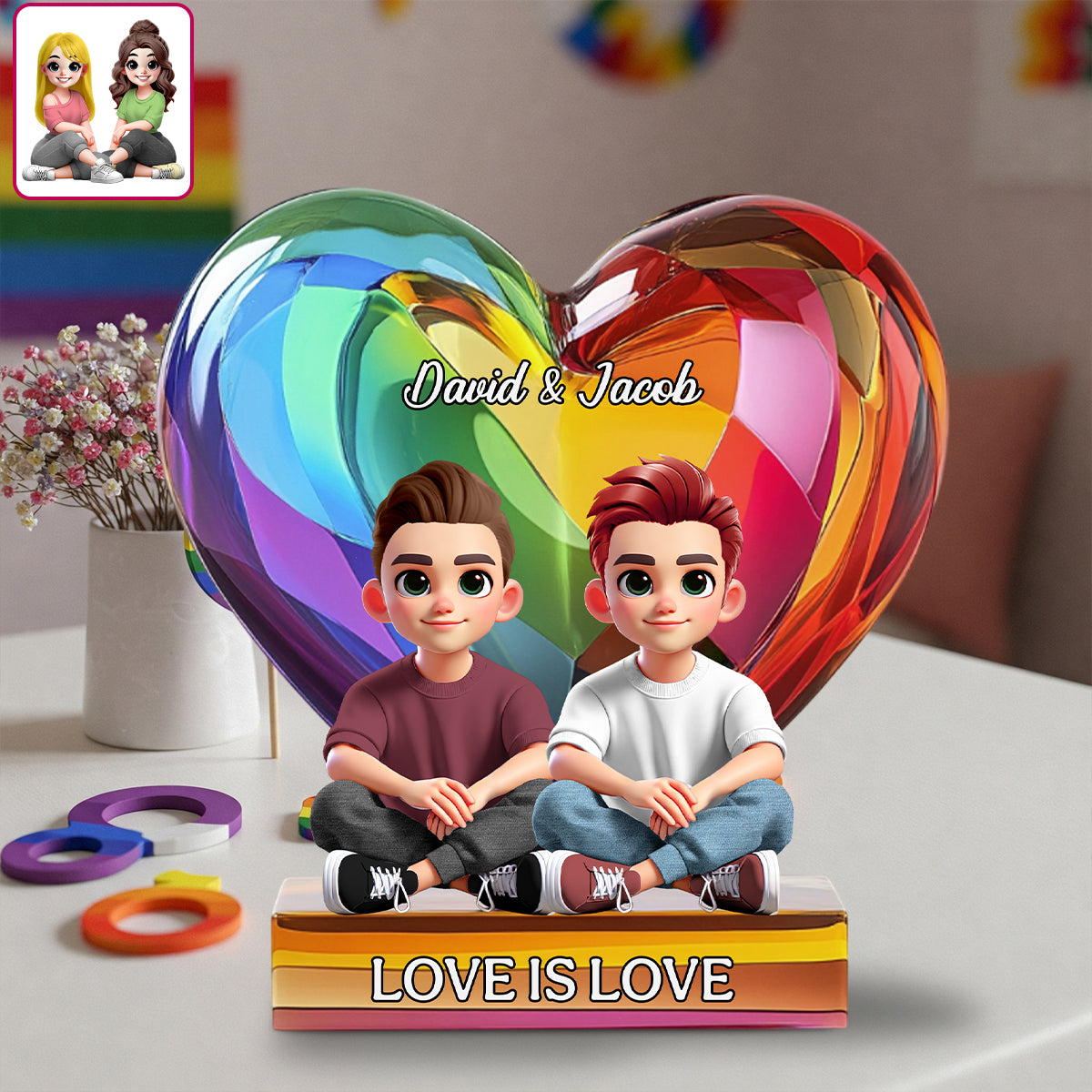 Love Is Love - Personalized LGBT Support Custom Shaped Acrylic Plaque