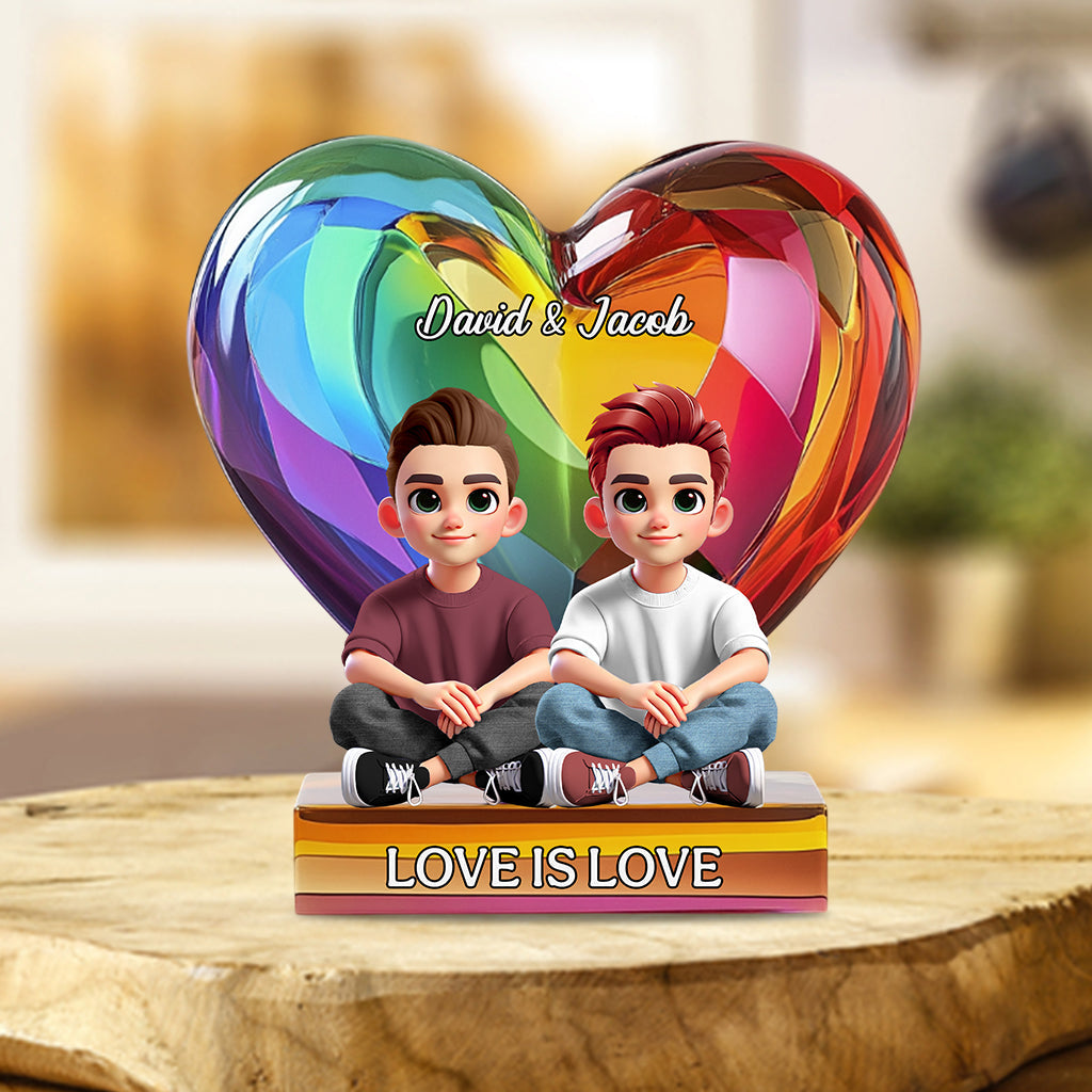 Love Is Love - Personalized LGBT Support Custom Shaped Acrylic Plaque