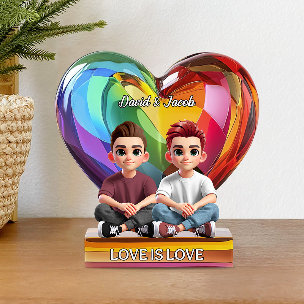 Love Is Love - Personalized LGBT Support Custom Shaped Acrylic Plaque