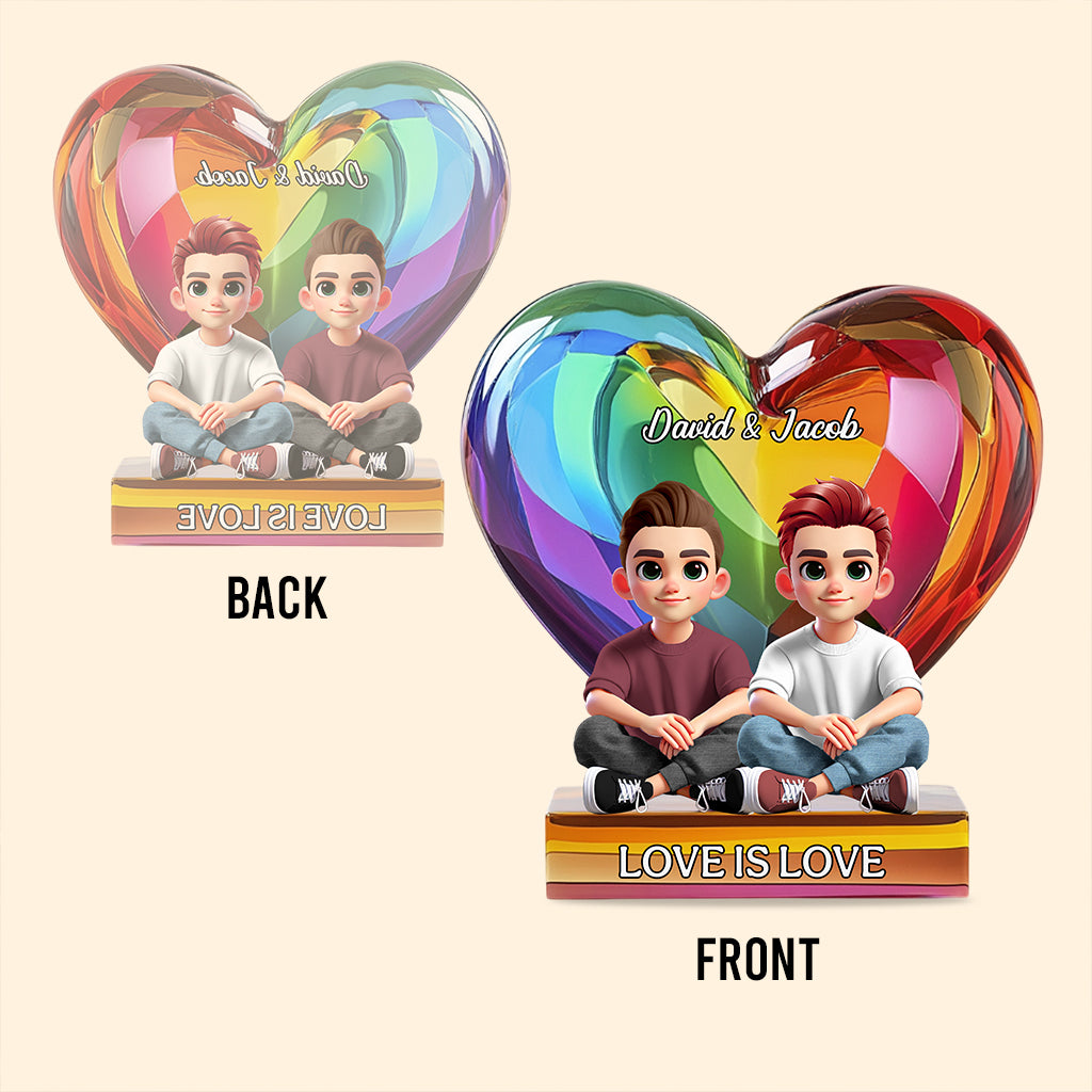 Love Is Love - Personalized LGBT Support Custom Shaped Acrylic Plaque