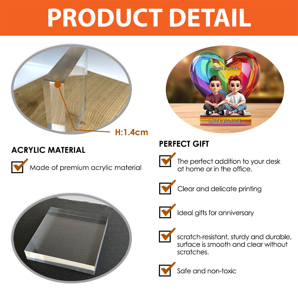 Love Is Love - Personalized LGBT Support Custom Shaped Acrylic Plaque