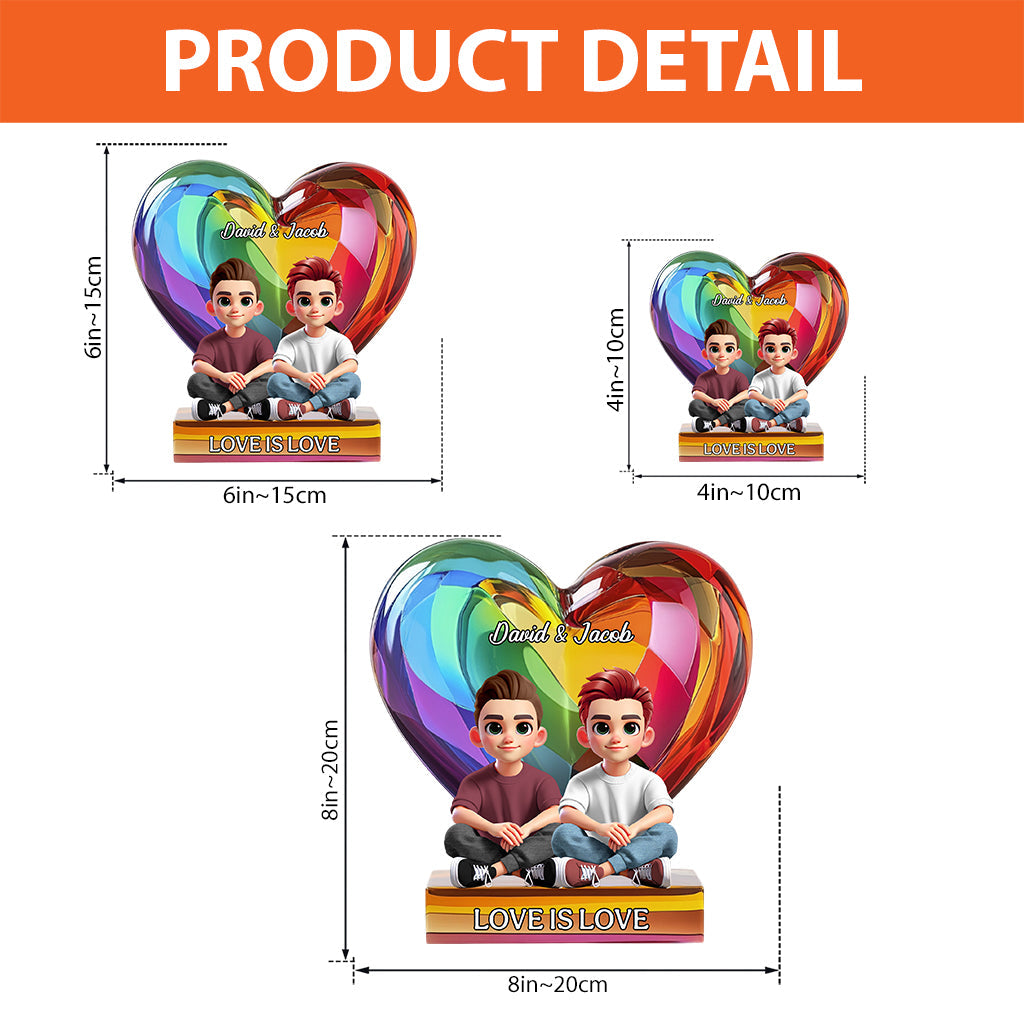 Love Is Love - Personalized LGBT Support Custom Shaped Acrylic Plaque