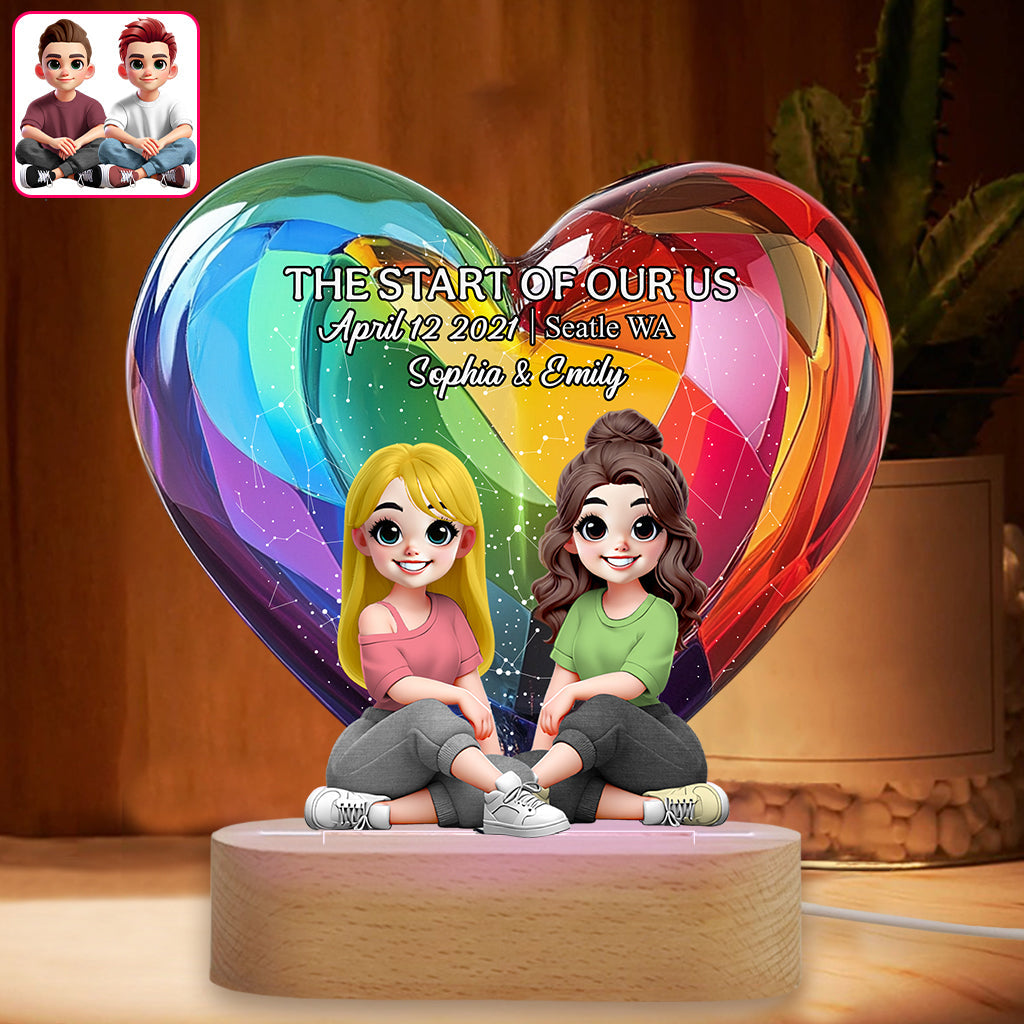 Liebe ist Liebe – Personalisierte, LGBT-freundliche Leuchtplakette mit integriertem Sockel