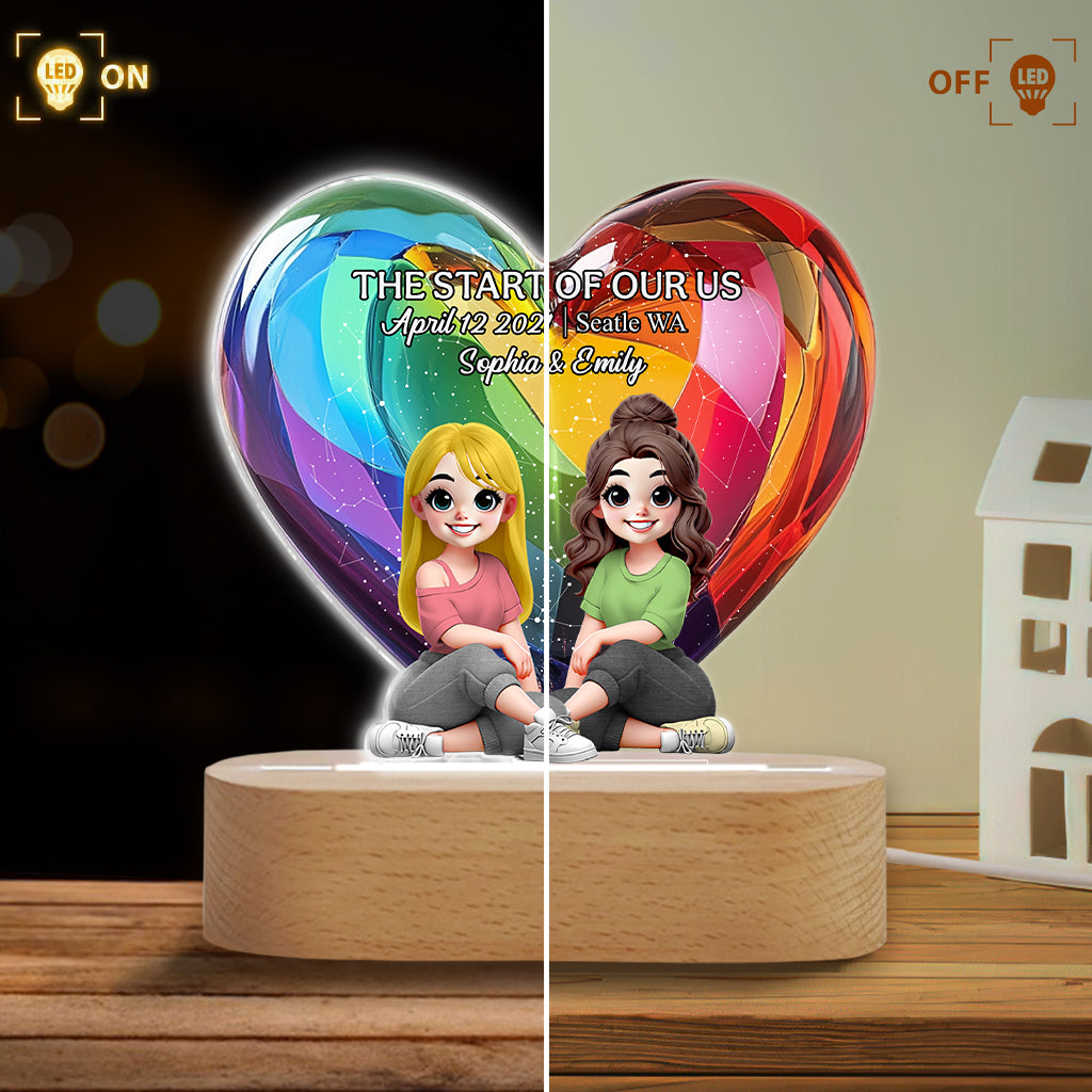 Liebe ist Liebe – Personalisierte, LGBT-freundliche Leuchtplakette mit integriertem Sockel