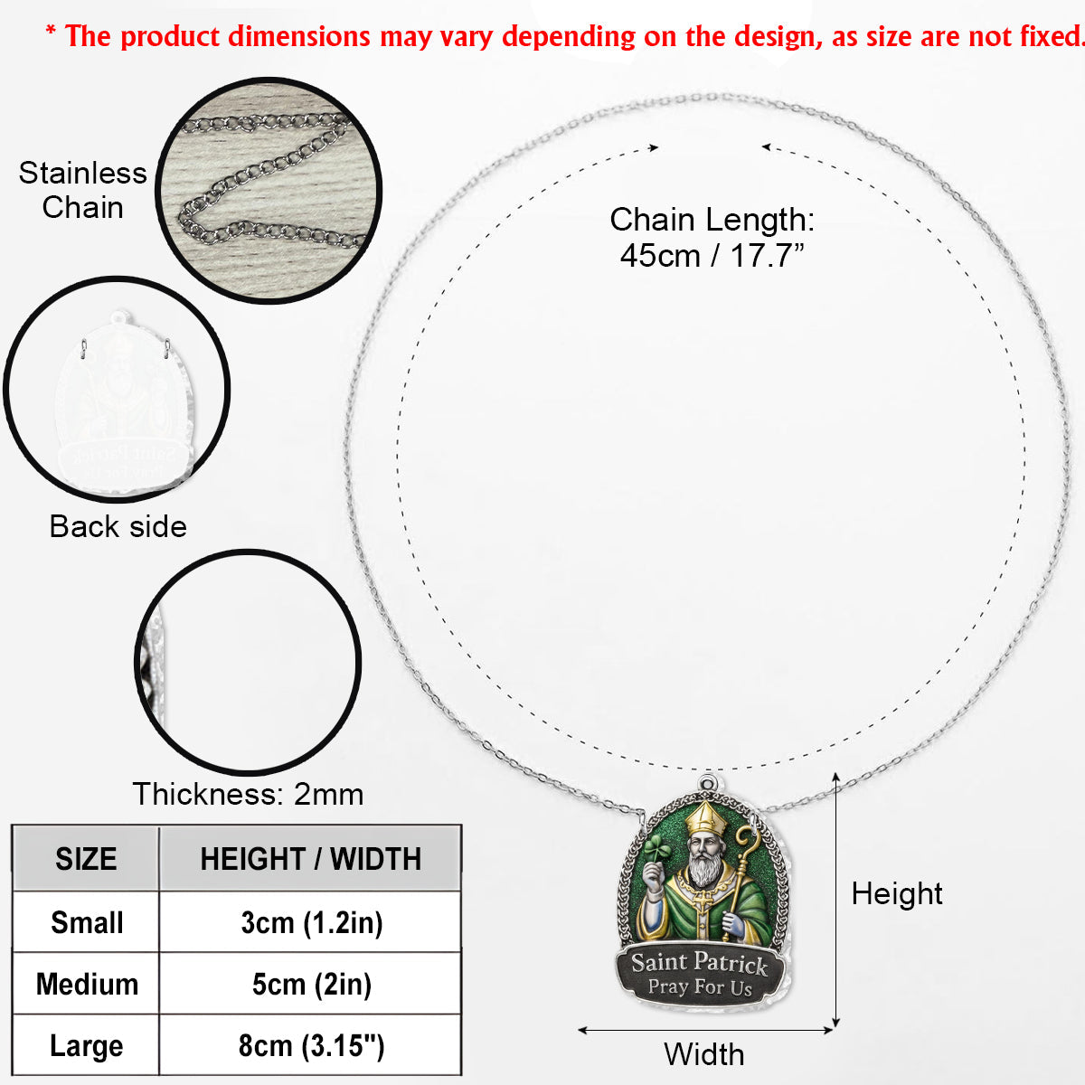 Saint Patrick Day - Saint Patrick's Day Shaped Metal Pendant Necklace