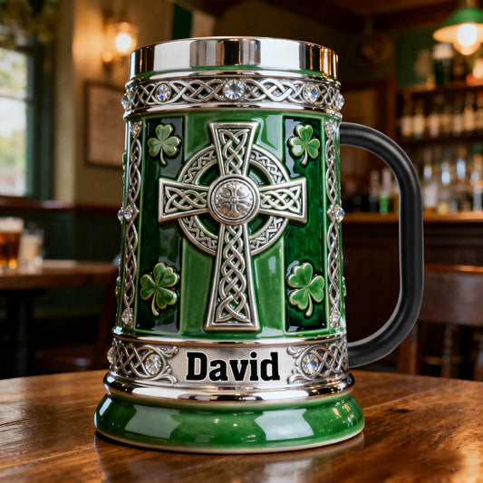 Croix celtique - Chope à bière irlandaise personnalisée