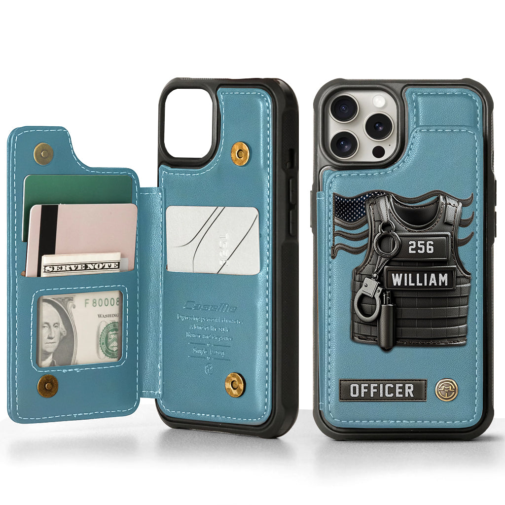 Serve And Protect - Personalized Police Officer Wallet Phone Case