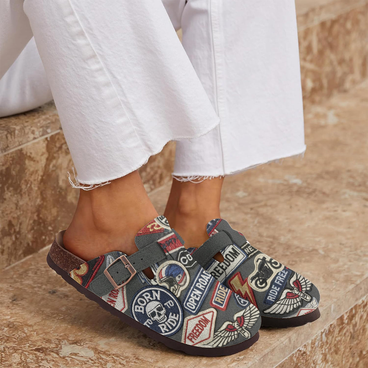 Gift For Motorbikers - Personalized Biker Clogs With Arch Support