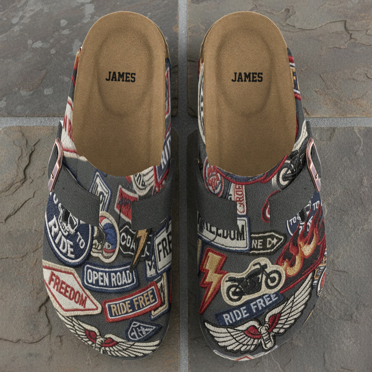Gift For Motorbikers - Personalized Biker Clogs With Arch Support
