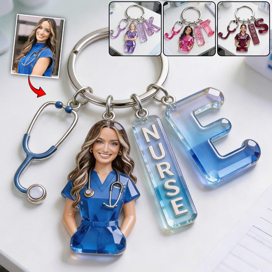 Custom Any Photo Gift For Nurse - Personalized Nurse Keychain With Charms