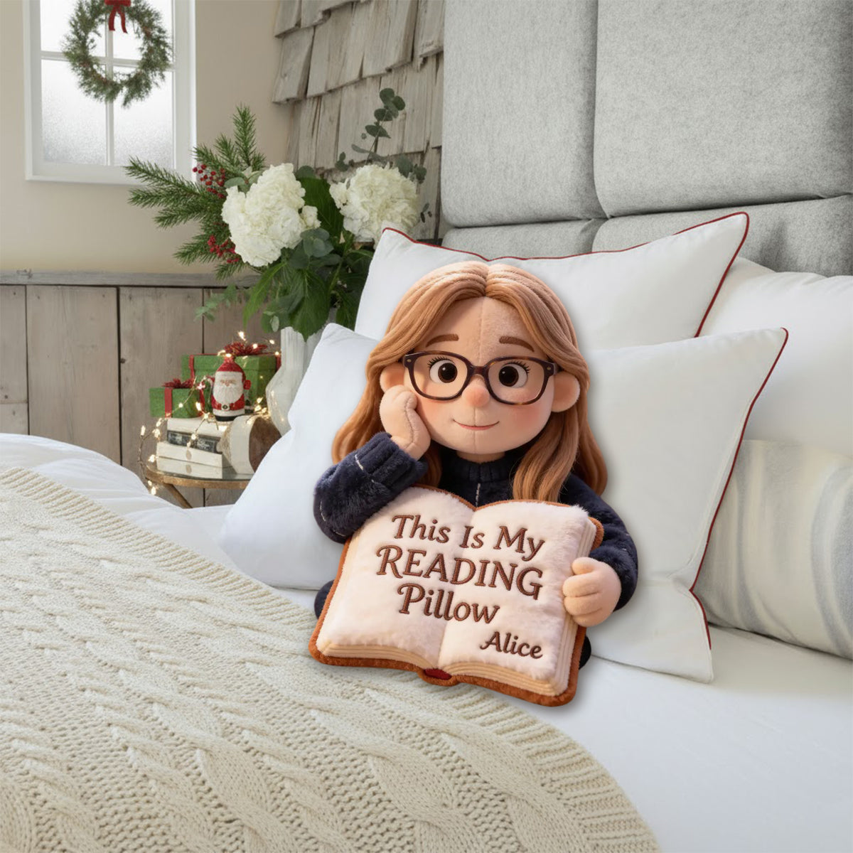 This Is My Reading Pillow - Personalized Book Faux Fur Shaped Pillow