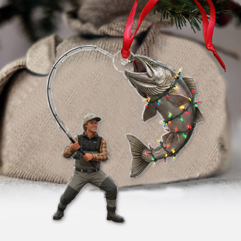 Hooked on Christmas - Personalized Fishing Ornament