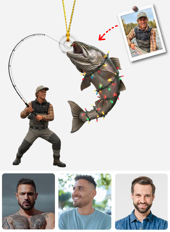 Hooked on Christmas - Personalized Fishing Ornament