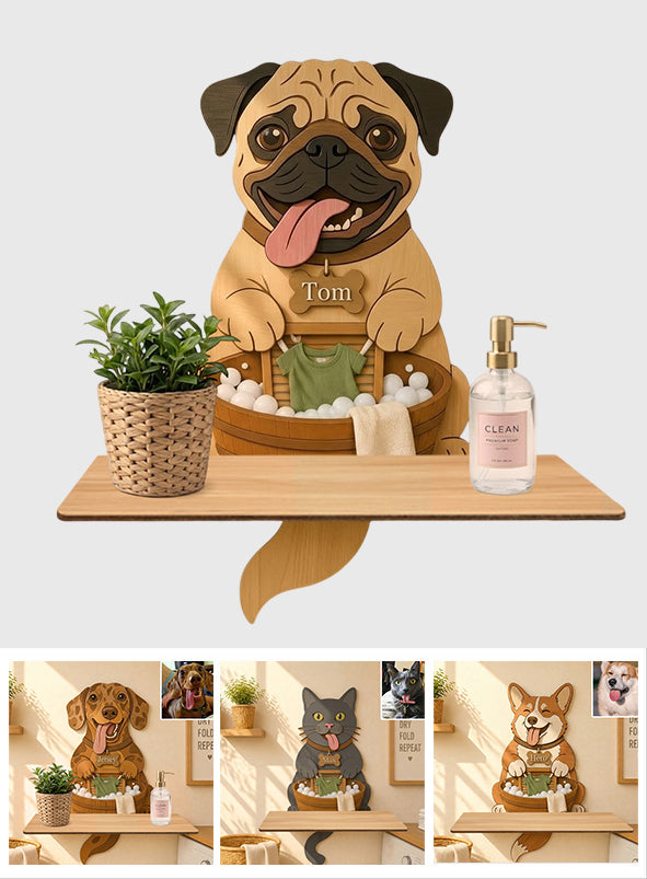 Funny Gift for Dog Owner - Personalized Dog Wooden Floating Shelf