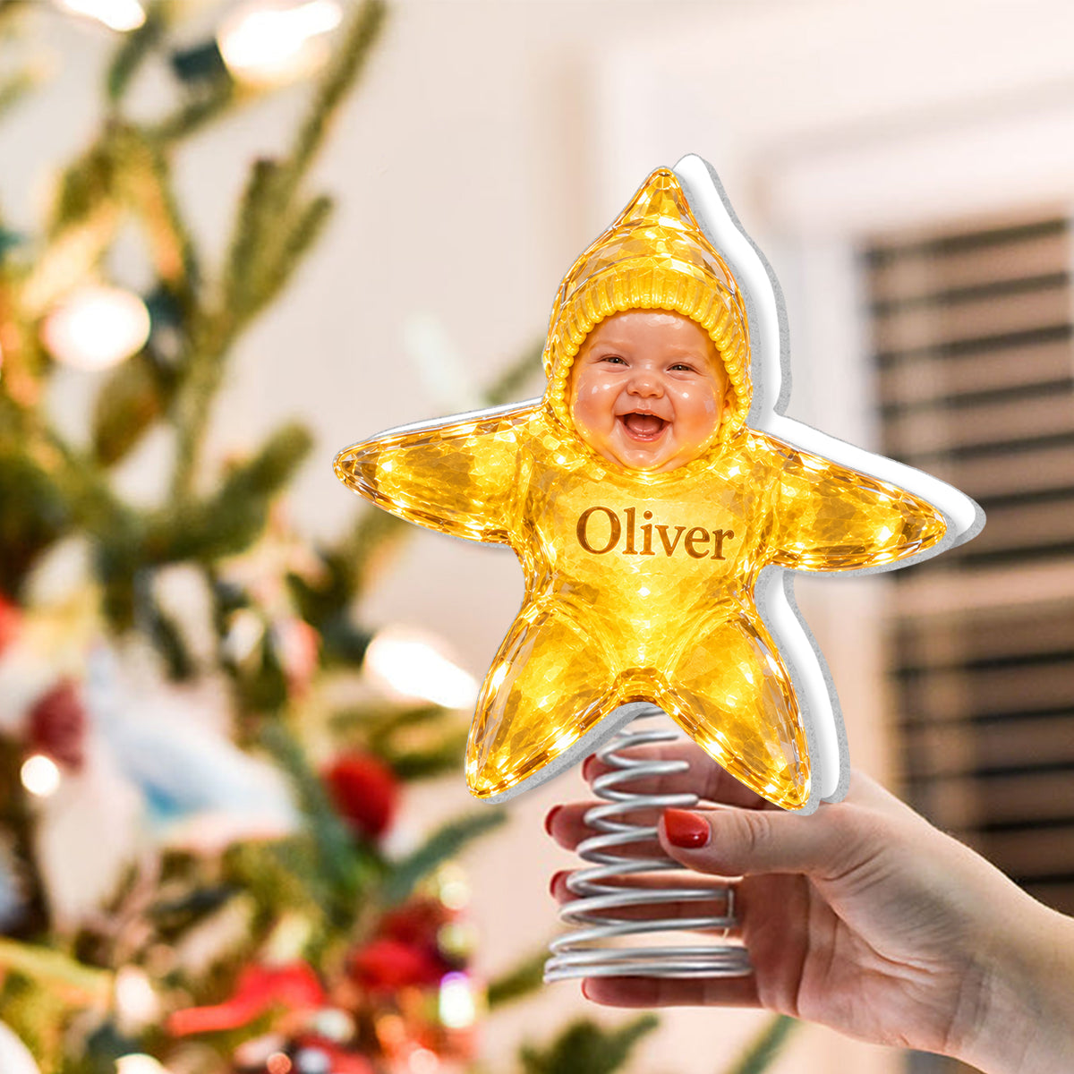 Funny Kid Sea Star Tree Topper - Personalized Kid LED Light Tree Topper