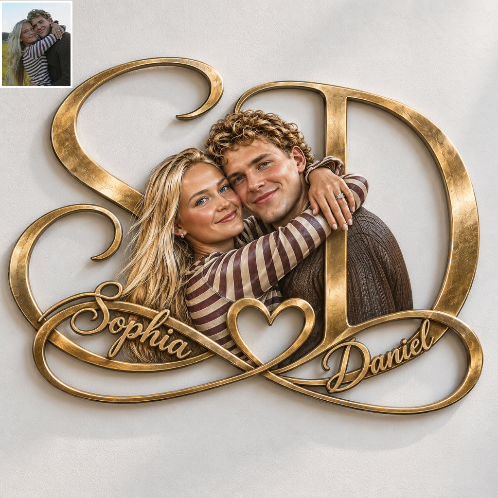 Two Letters One Infinity Love - Personalized Couple Cut Metal Sign