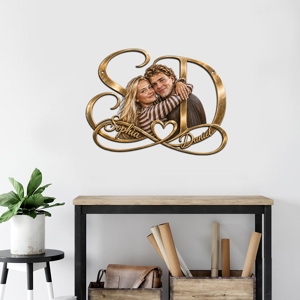 Two Letters One Infinity Love - Personalized Couple Cut Metal Sign