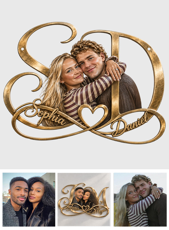 Two Letters One Infinity Love - Personalized Couple Cut Metal Sign